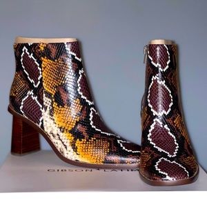 Snake skin leather booties